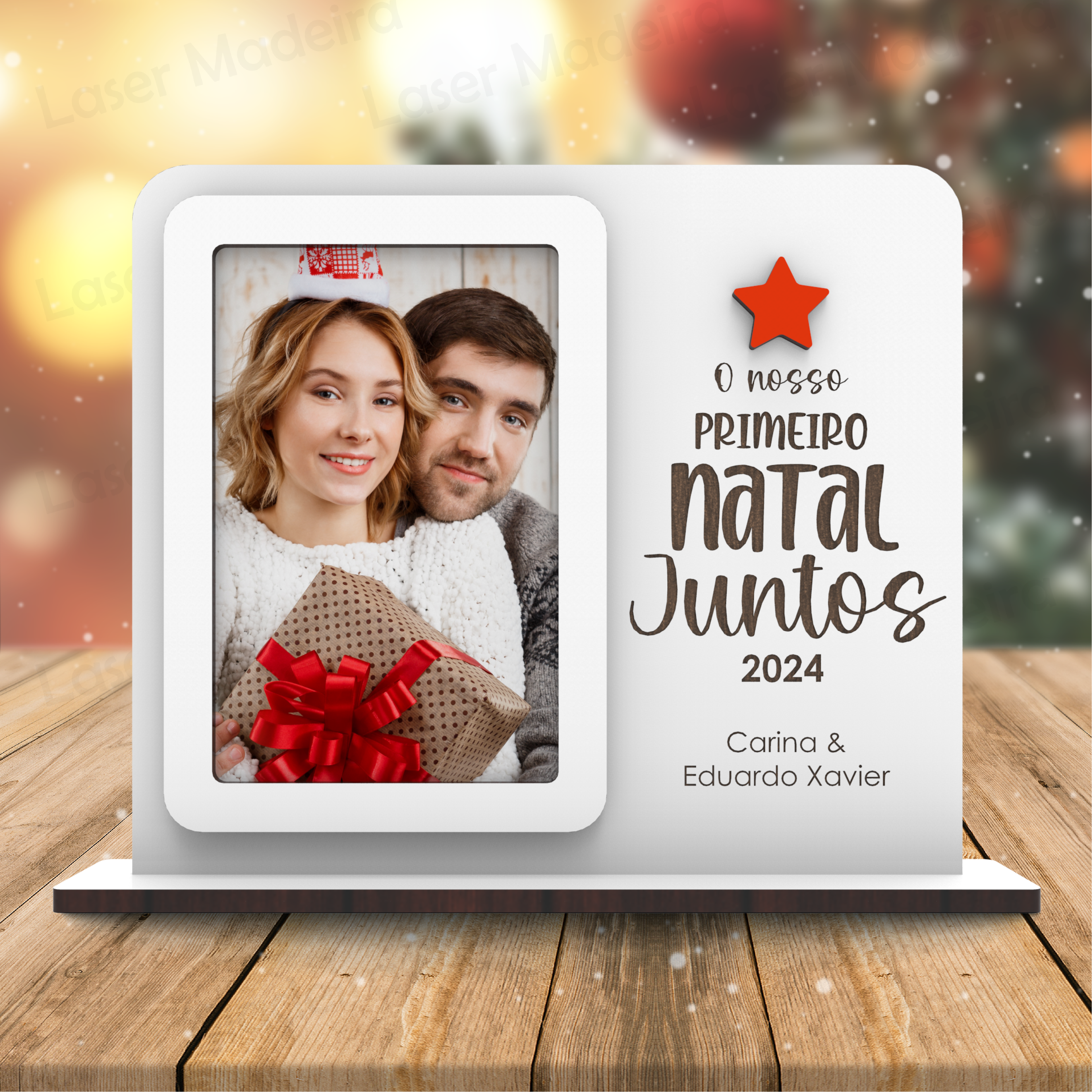 Moldura de Natal - O nosso 1º Natal - Árvore (+ OFERTA DA BOLA DE NATAL) - Laser Madeira