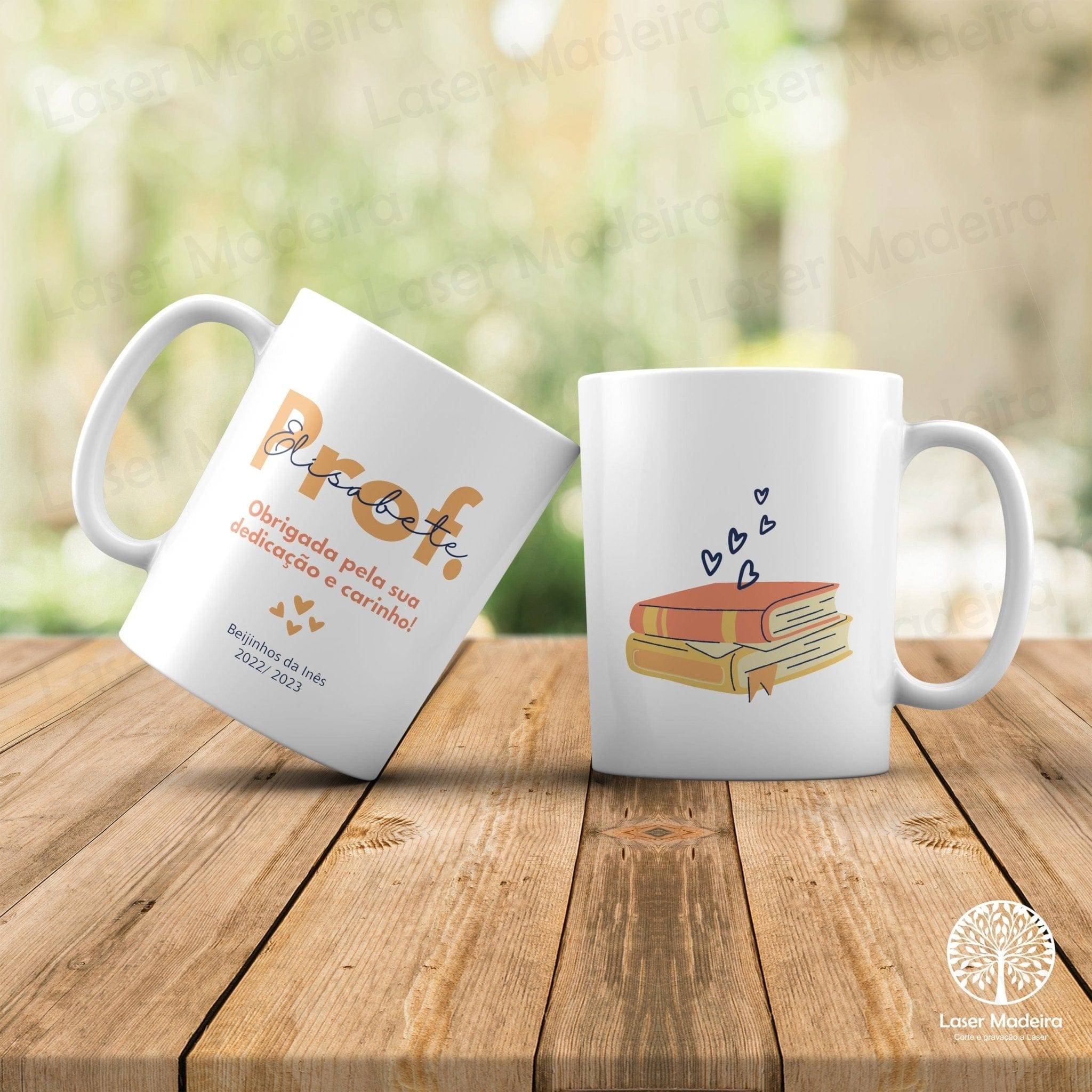 Caneca Personalizada Escolar - Livros - Laser Madeira