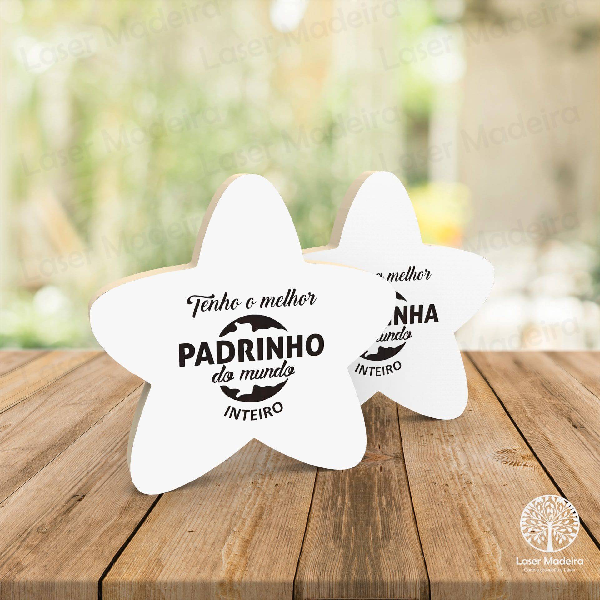 Estrela para Padrinhos - Modelo 2 - Laser Madeira