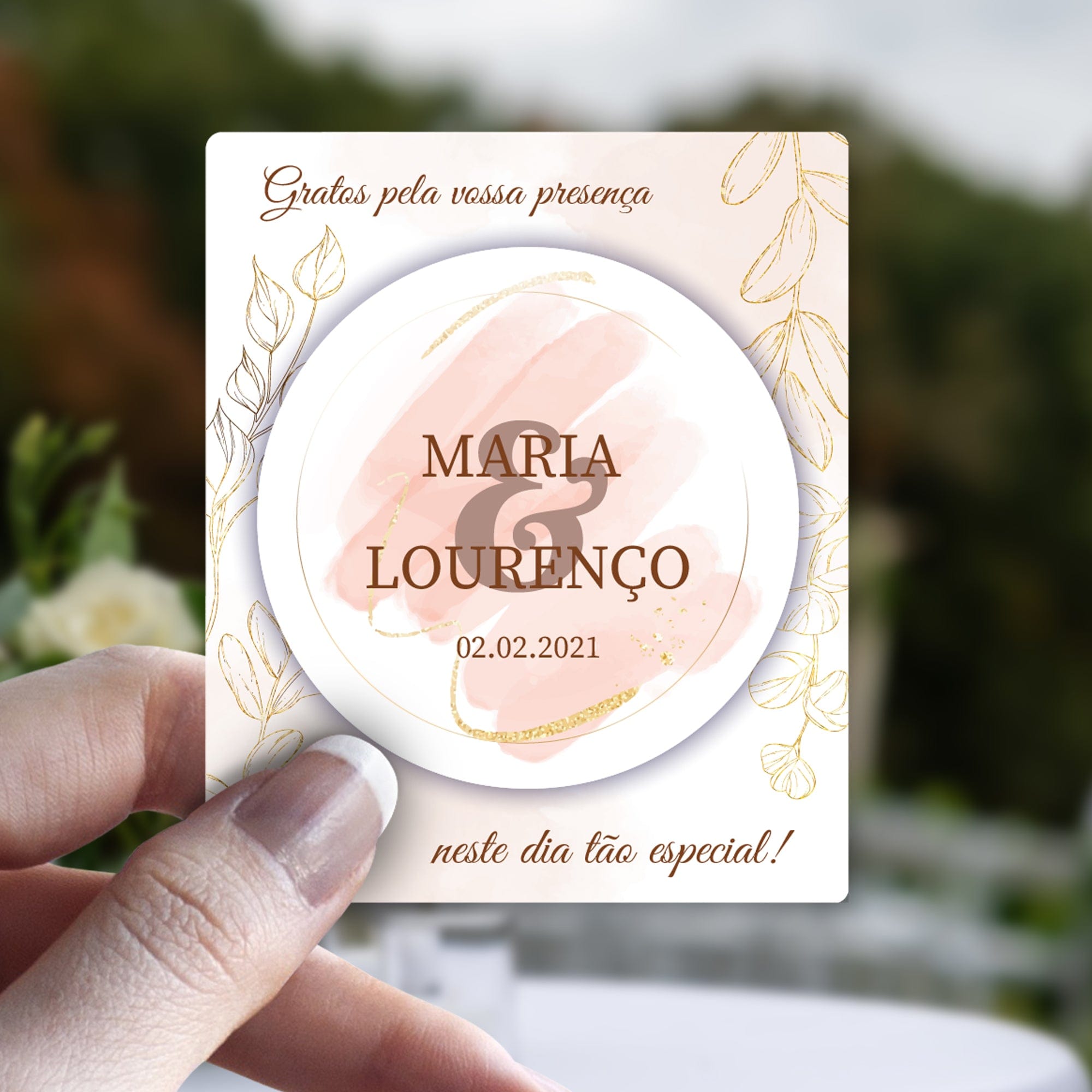 Lembrança Personalizada de Casamento - Aguarela - Laser Madeira