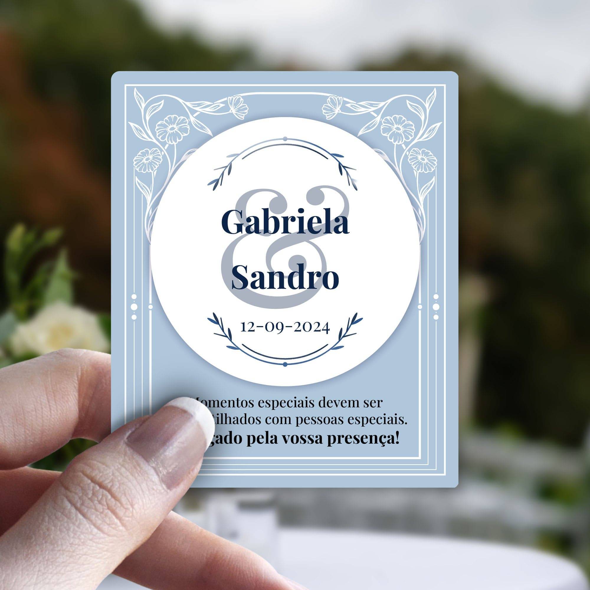 Lembrança Personalizada de Casamento - Azul - Laser Madeira