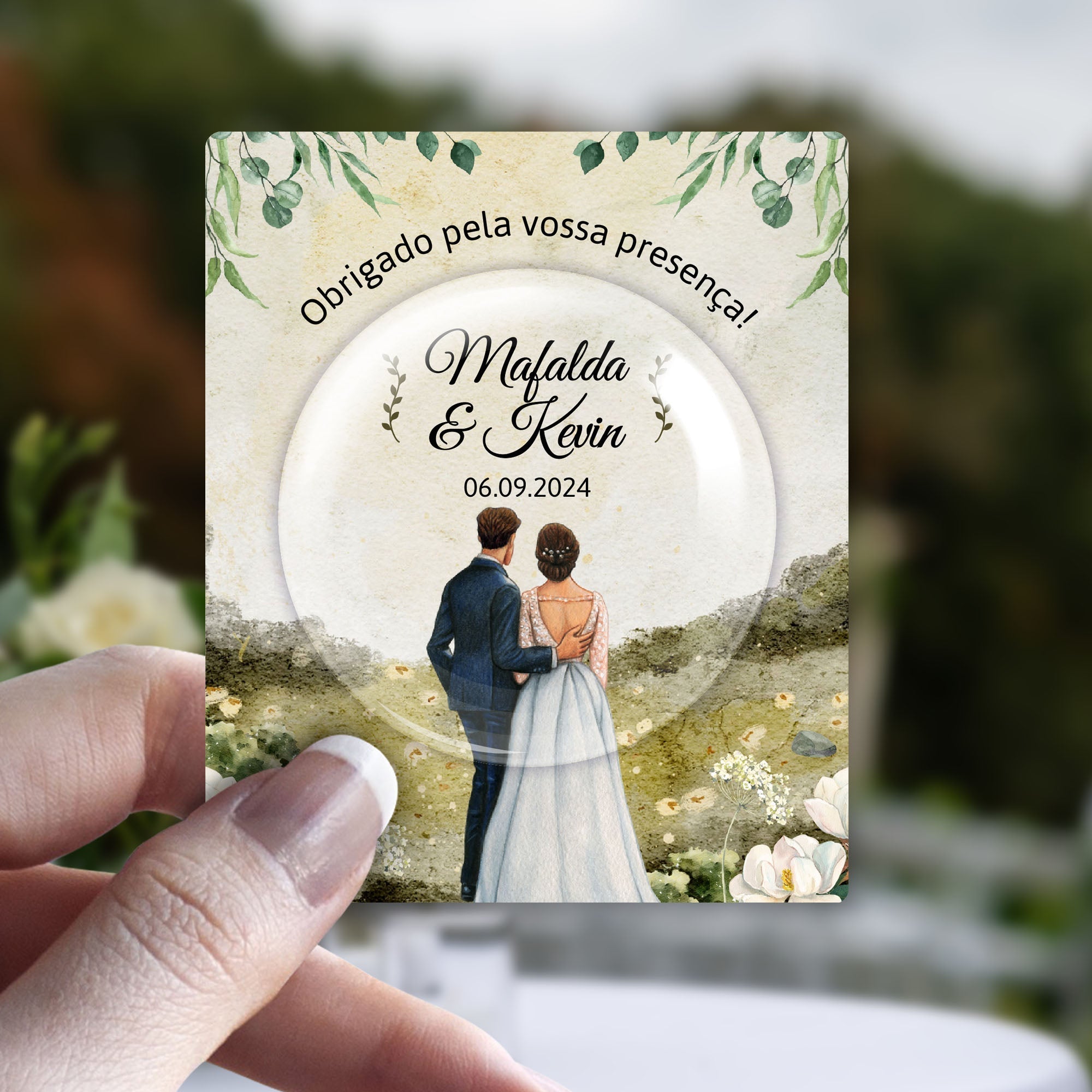 Lembrança Personalizada de Casamento - com Noivos - Laser Madeira