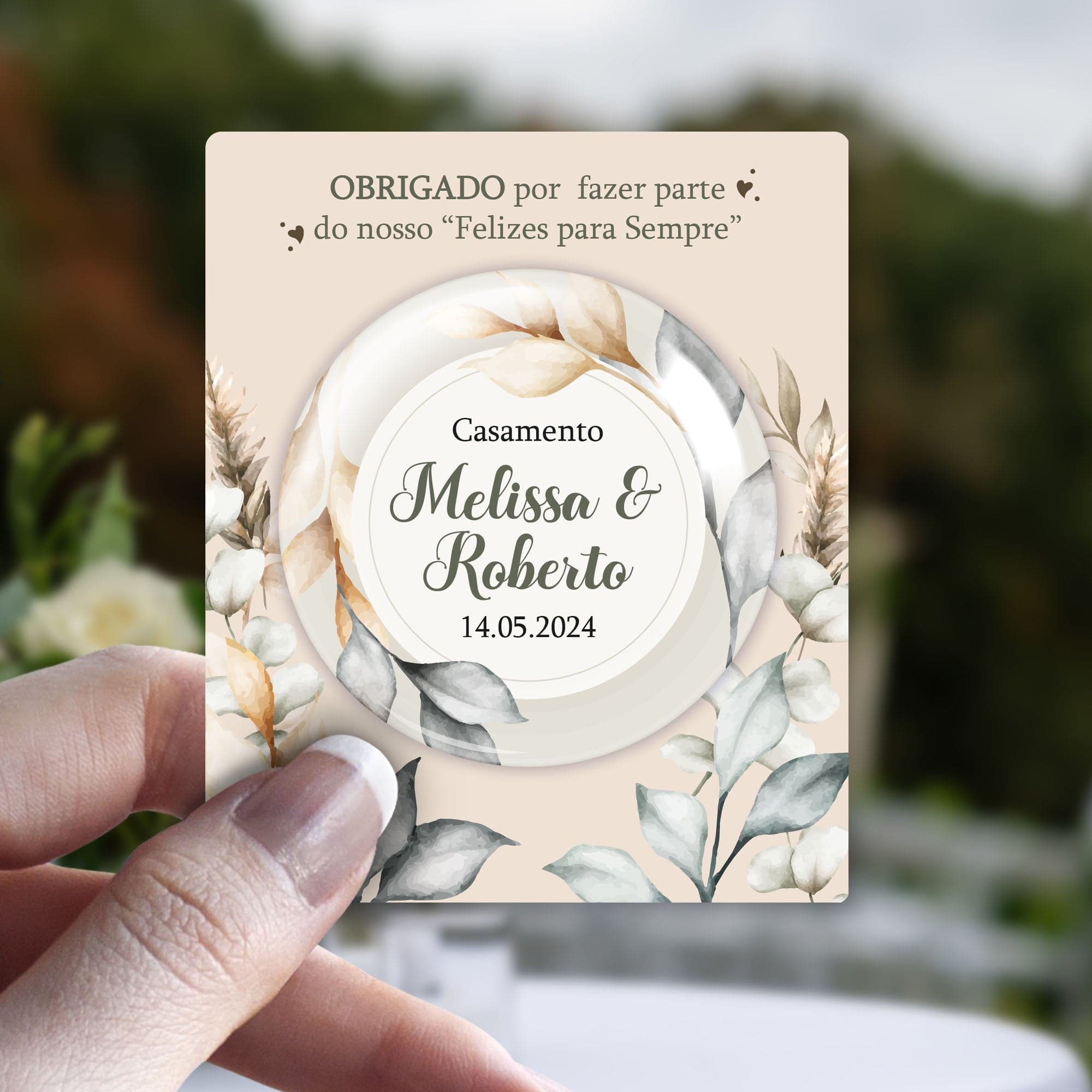 Lembrança Personalizada de Casamento Flores - Laser Madeira