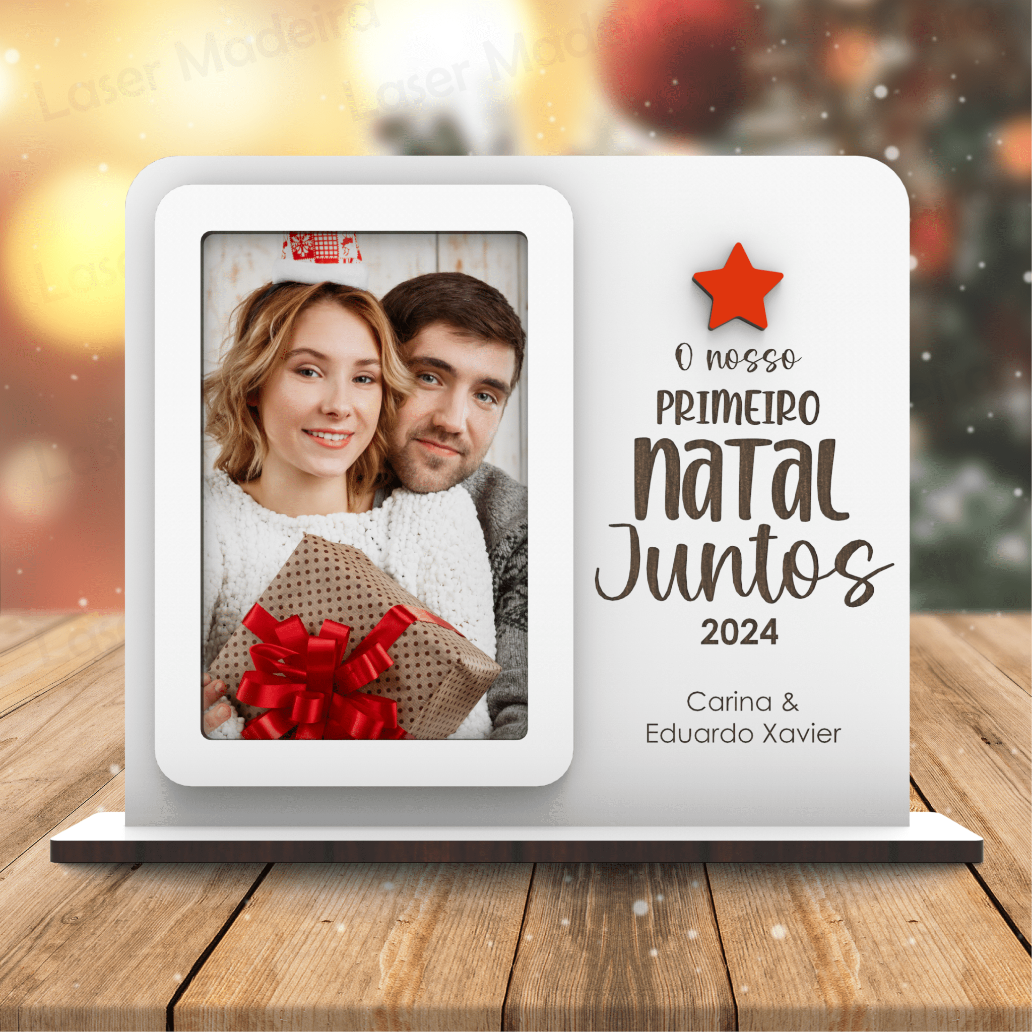 Moldura de Natal - O nosso 1º Natal - Árvore (+ OFERTA DA BOLA DE NATAL) - Laser Madeira