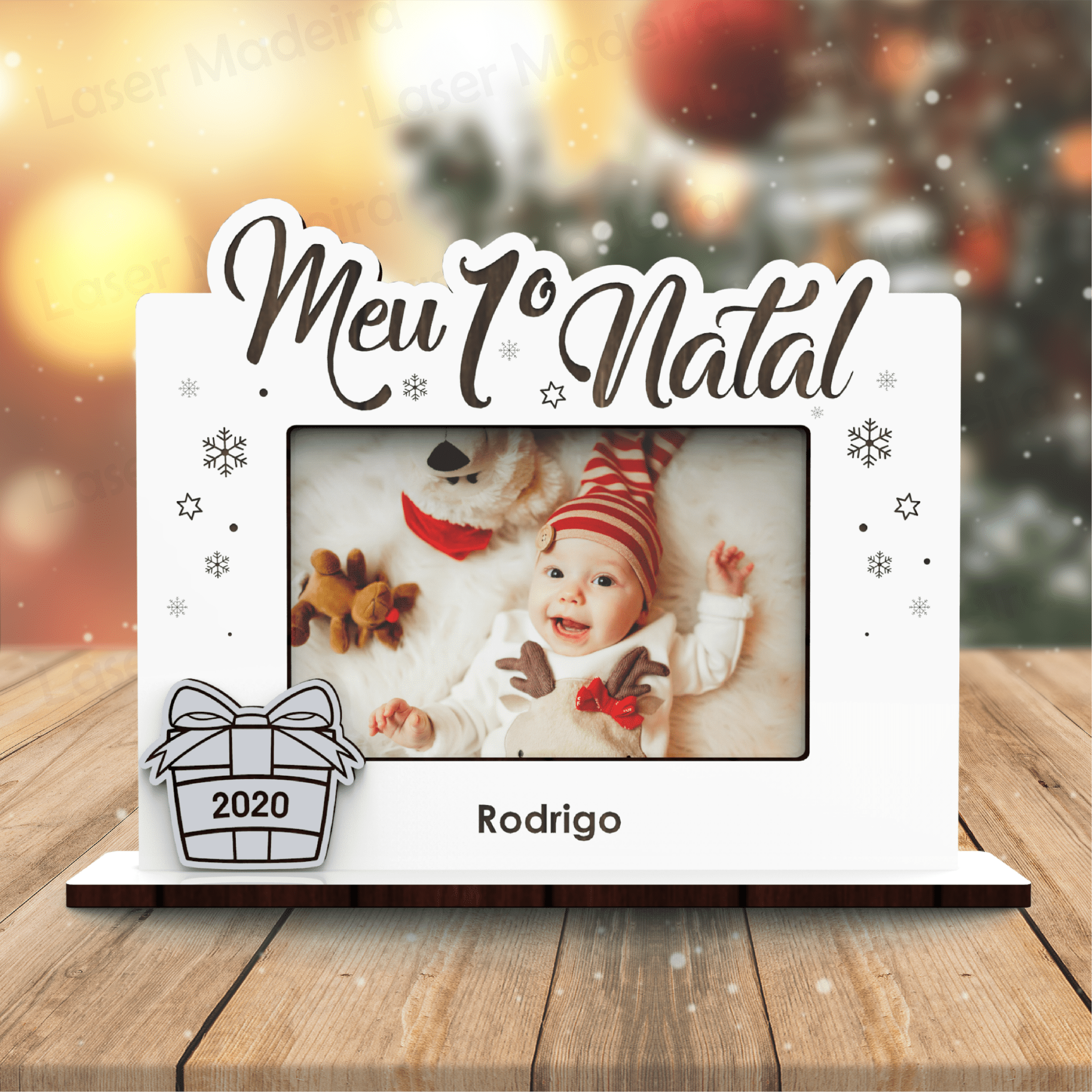 Moldura «O meu 1º Natal» - Modelo 1 - Laser Madeira