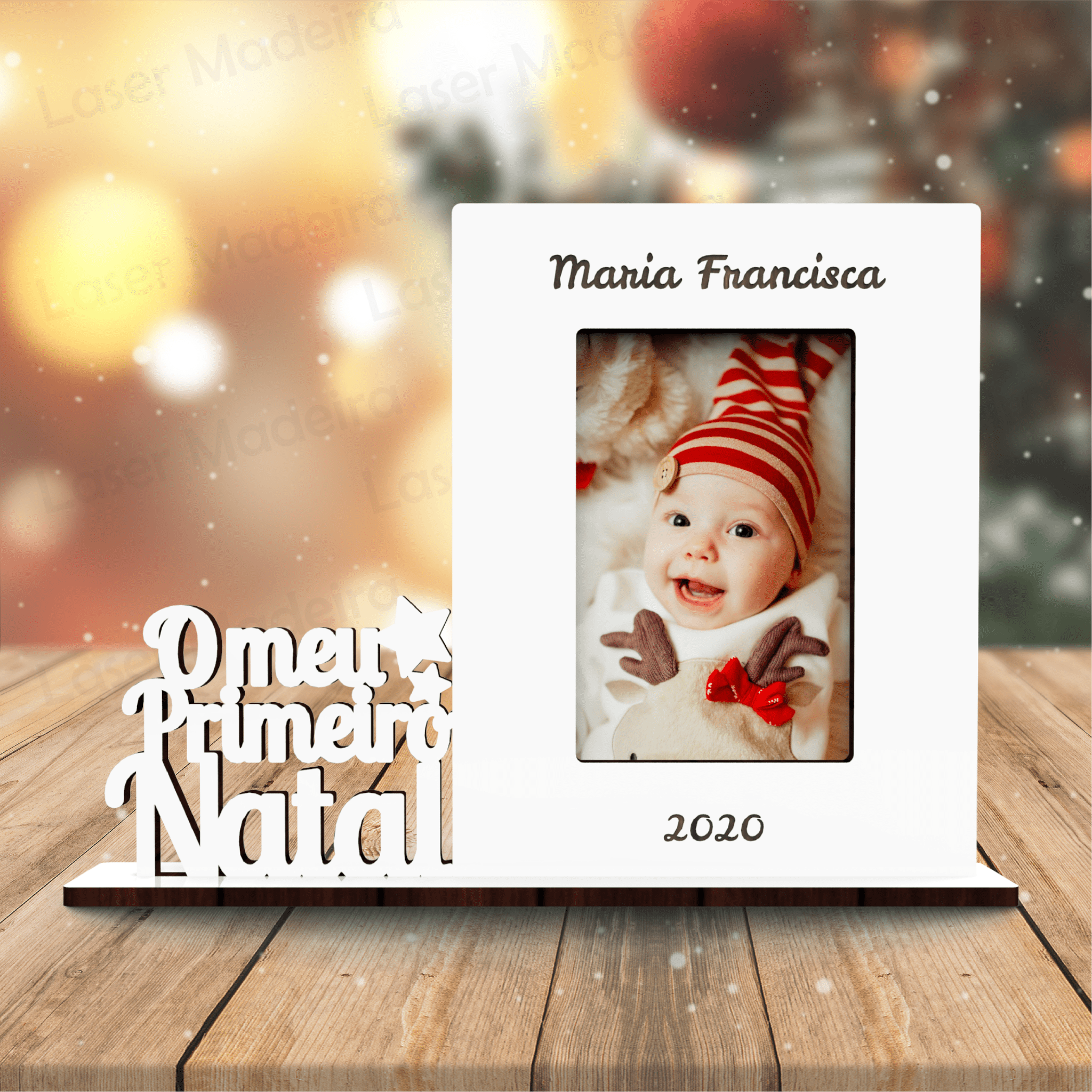 Moldura «O meu 1º Natal» - Modelo 3 - Laser Madeira