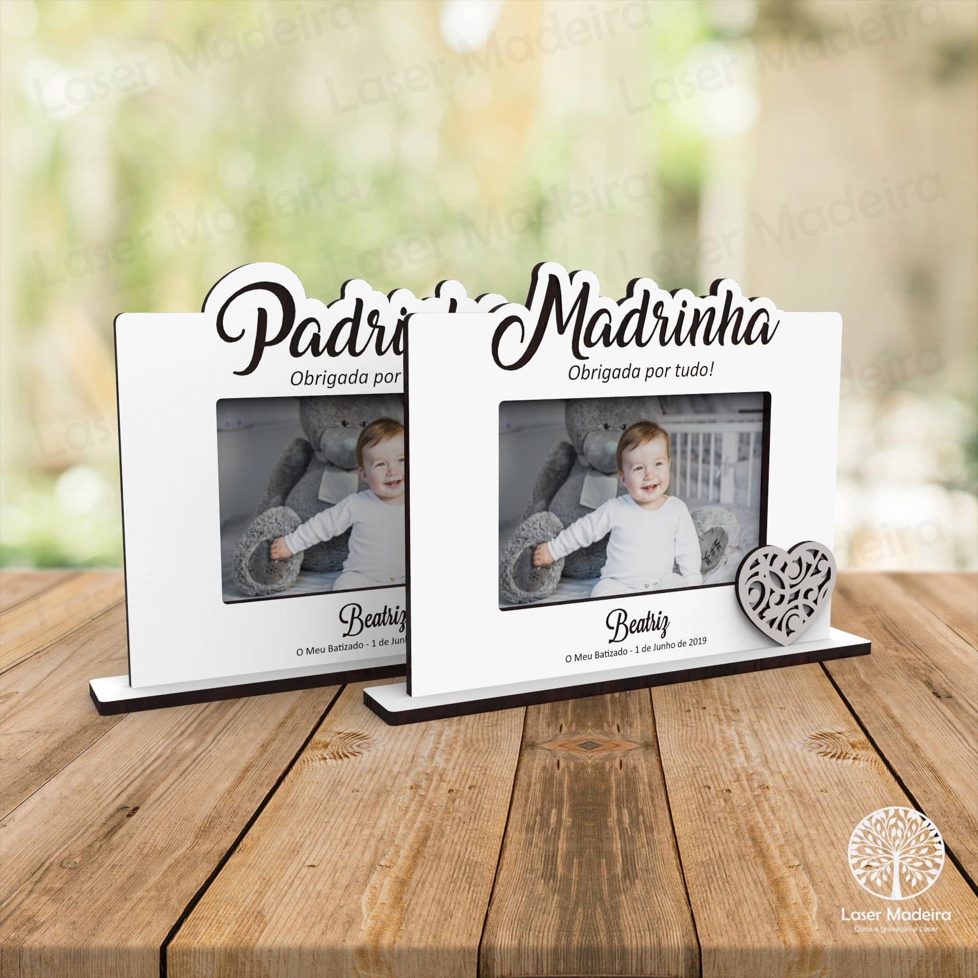 Moldura Padrinhos Recortada - Laser Madeira