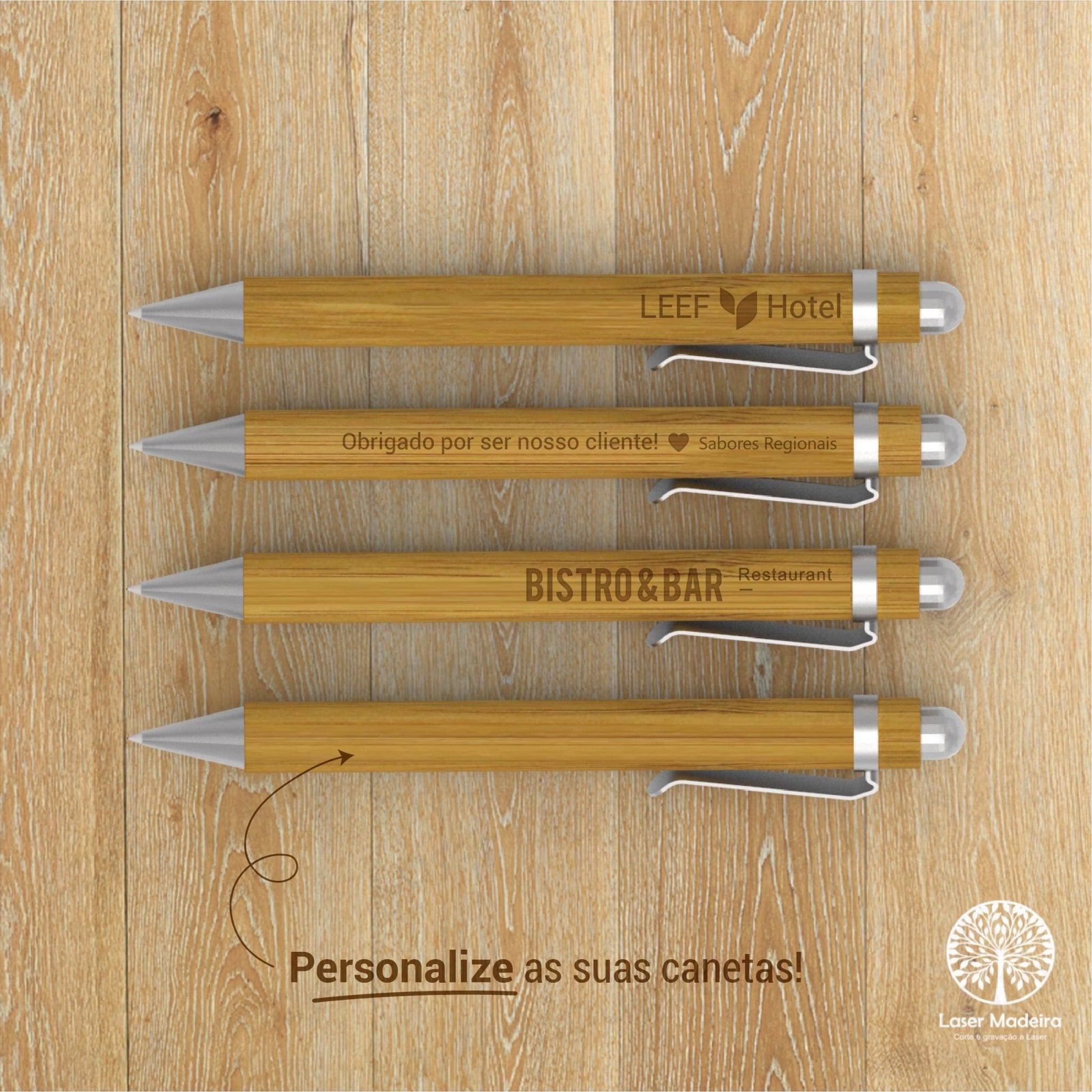 PACK - 100 Canetas em Bambu - Laser Madeira