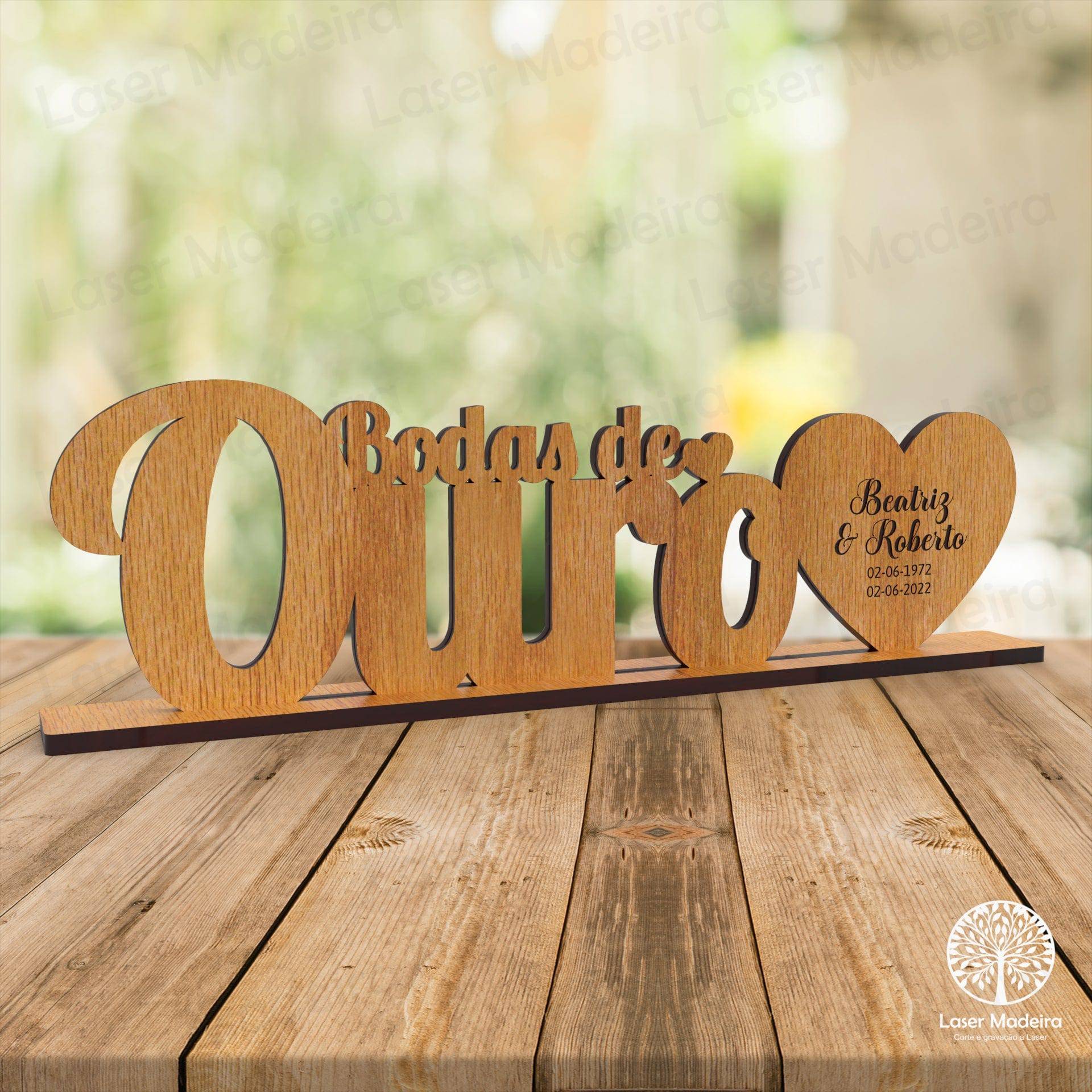 Placa Bodas de Ouro (35cm) - Laser Madeira