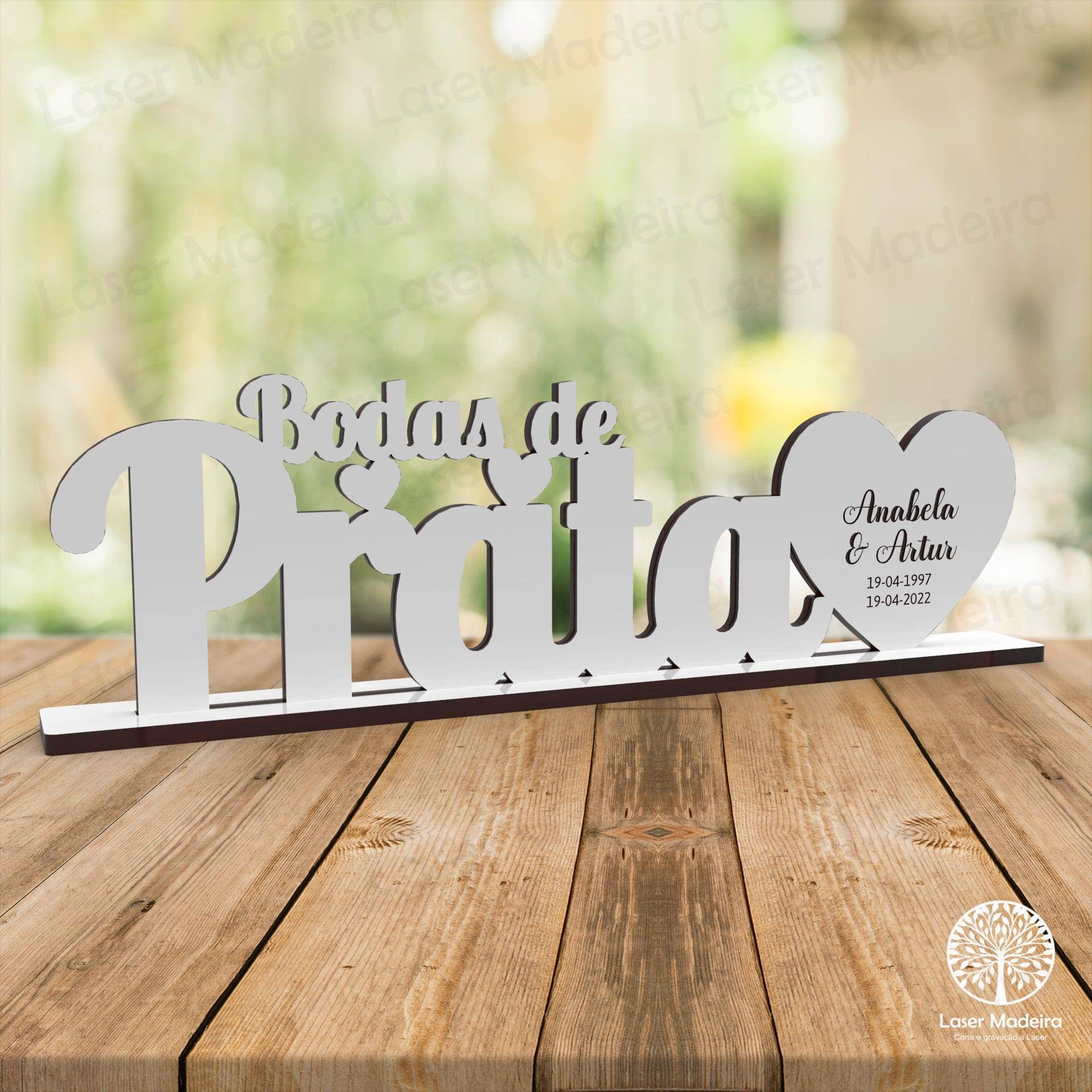 Placa Bodas de Prata (35cm) - Laser Madeira