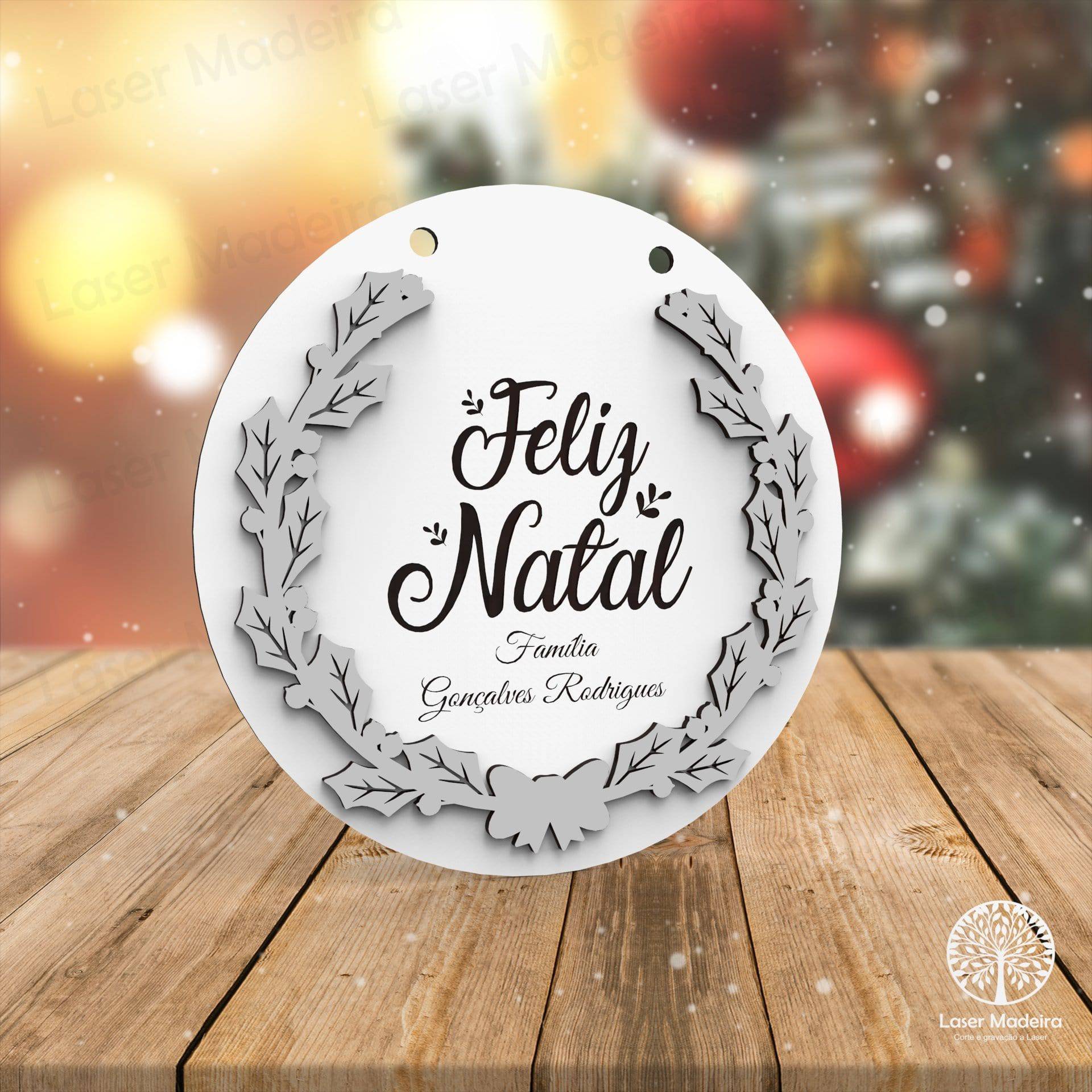 Placa para Porta de Natal - Modelo 3 - Laser Madeira