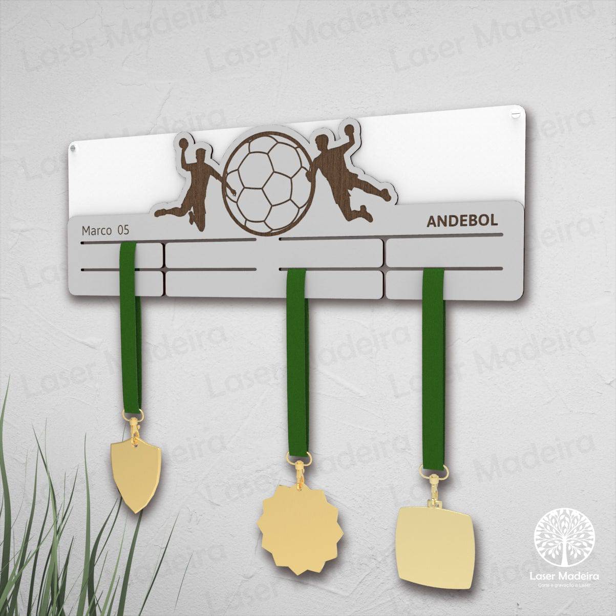 Placa Porta - Medalhas - Andebol - Laser Madeira