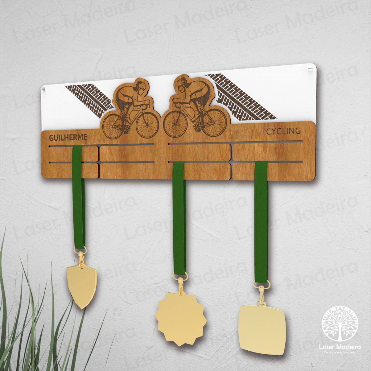 Placa Porta - Medalhas - Bicicleta - Laser Madeira