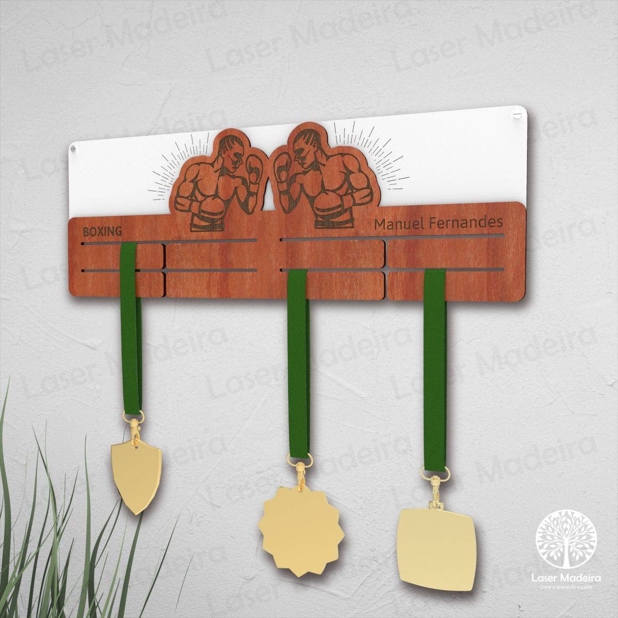 Placa Porta - Medalhas - Boxing - Laser Madeira