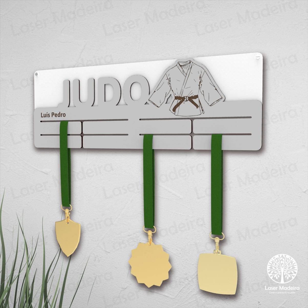 Placa Porta - Medalhas - Judo - Laser Madeira