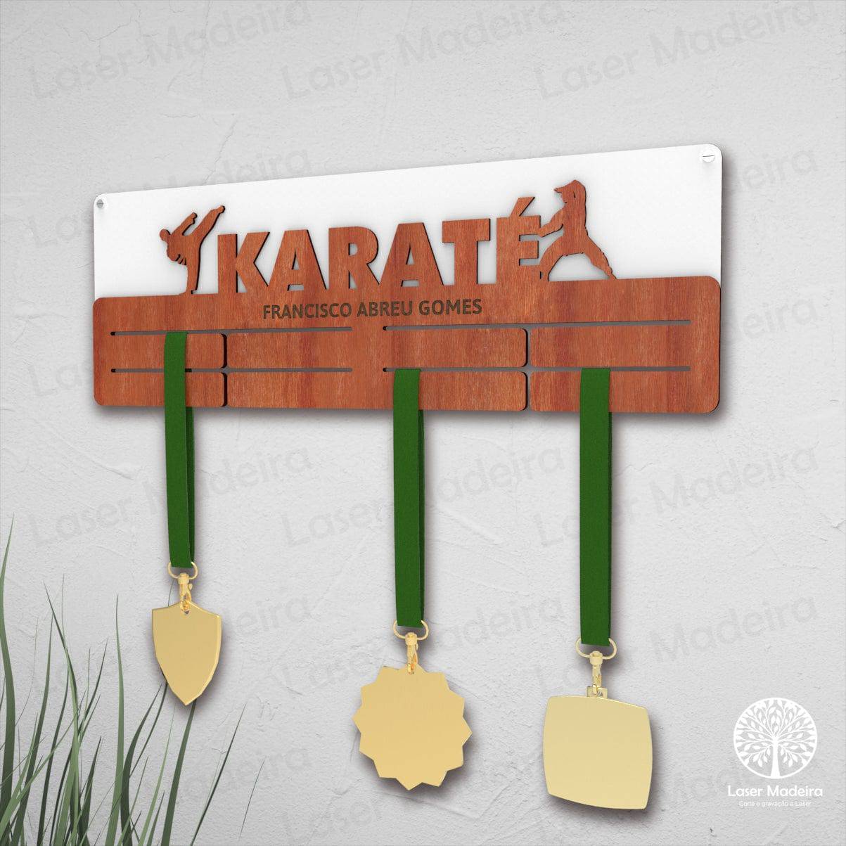 Placa Porta - Medalhas - Karaté 1 - Laser Madeira