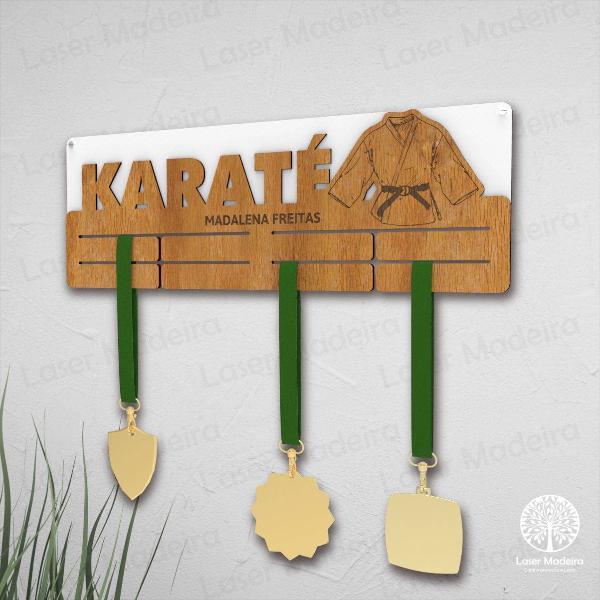 Placa Porta - Medalhas - Karaté 2 - Laser Madeira