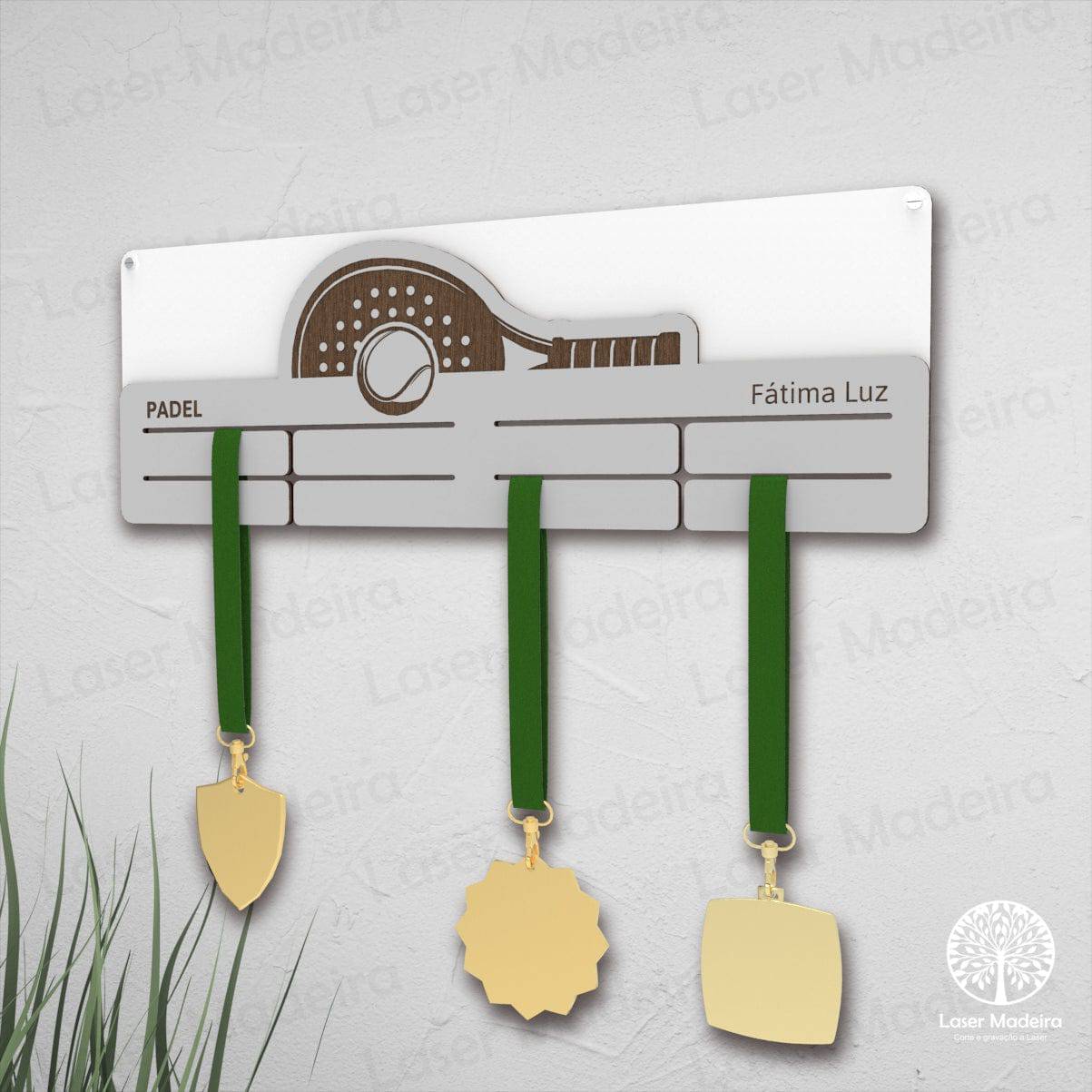 Placa Porta - Medalhas - Padel 2 - Laser Madeira