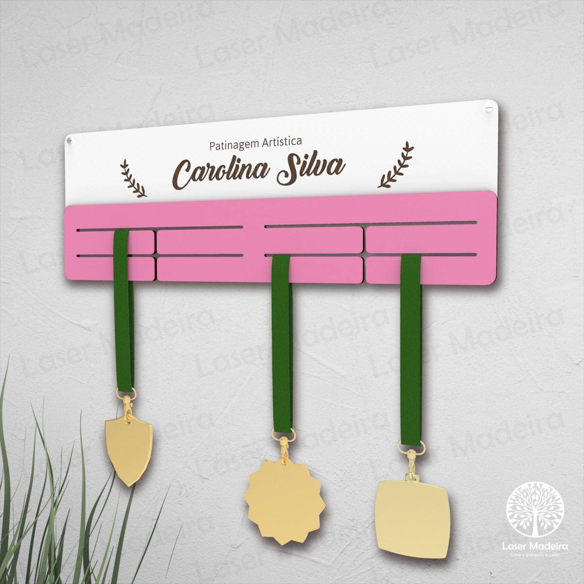 Placa Porta - Medalhas - Simples - Laser Madeira