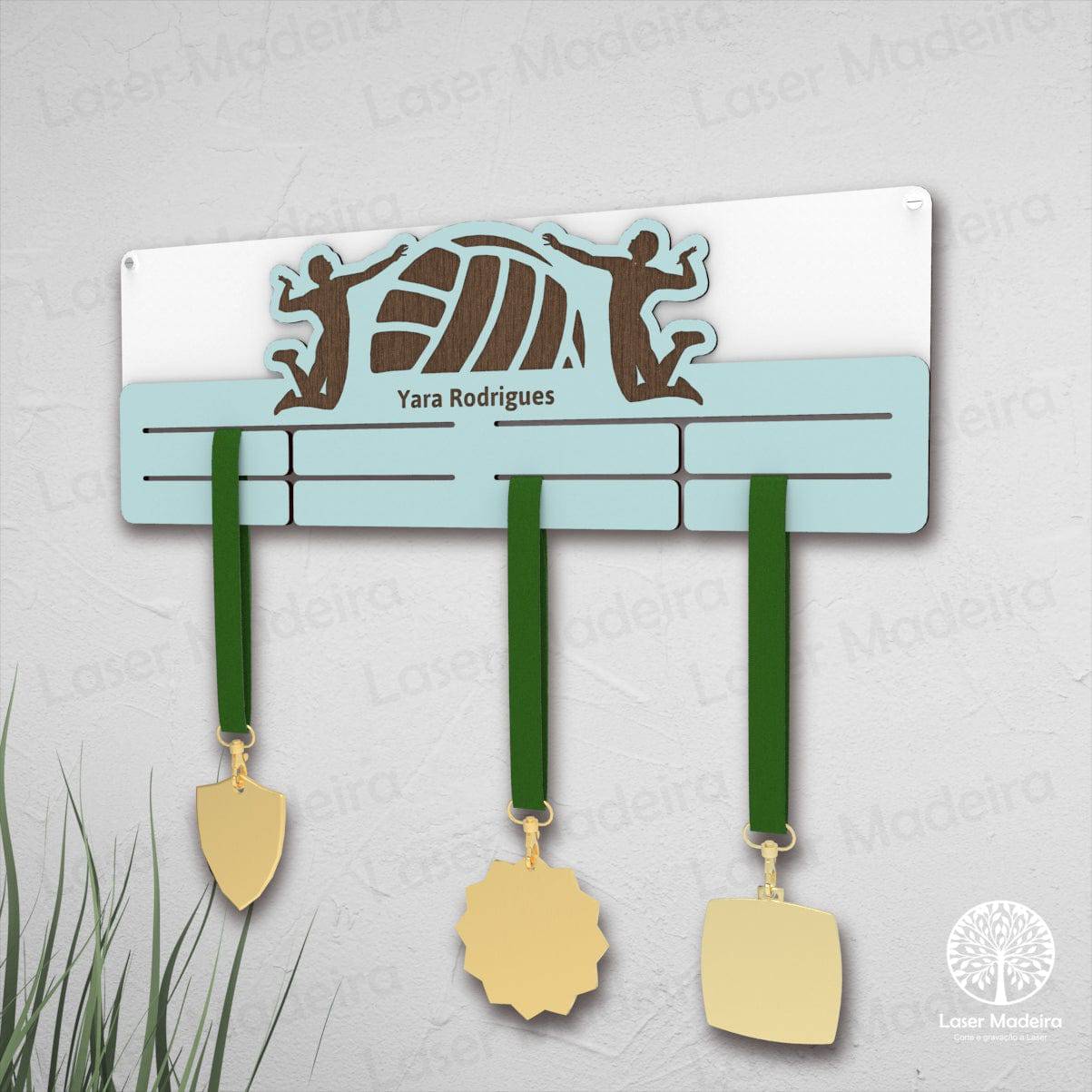 Placa Porta - Medalhas - Voleibol - Laser Madeira