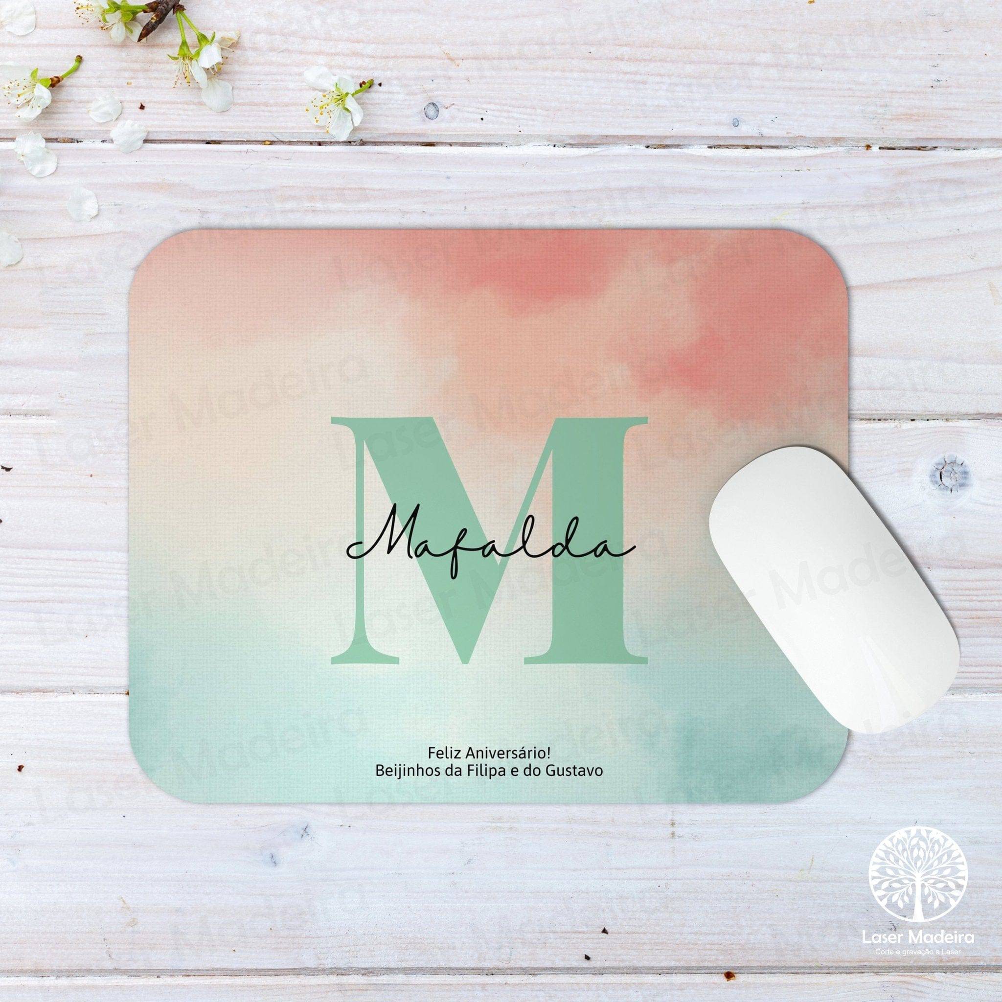 Tapete de Rato (Mousepad) - Inicial + Nome - Laser Madeira