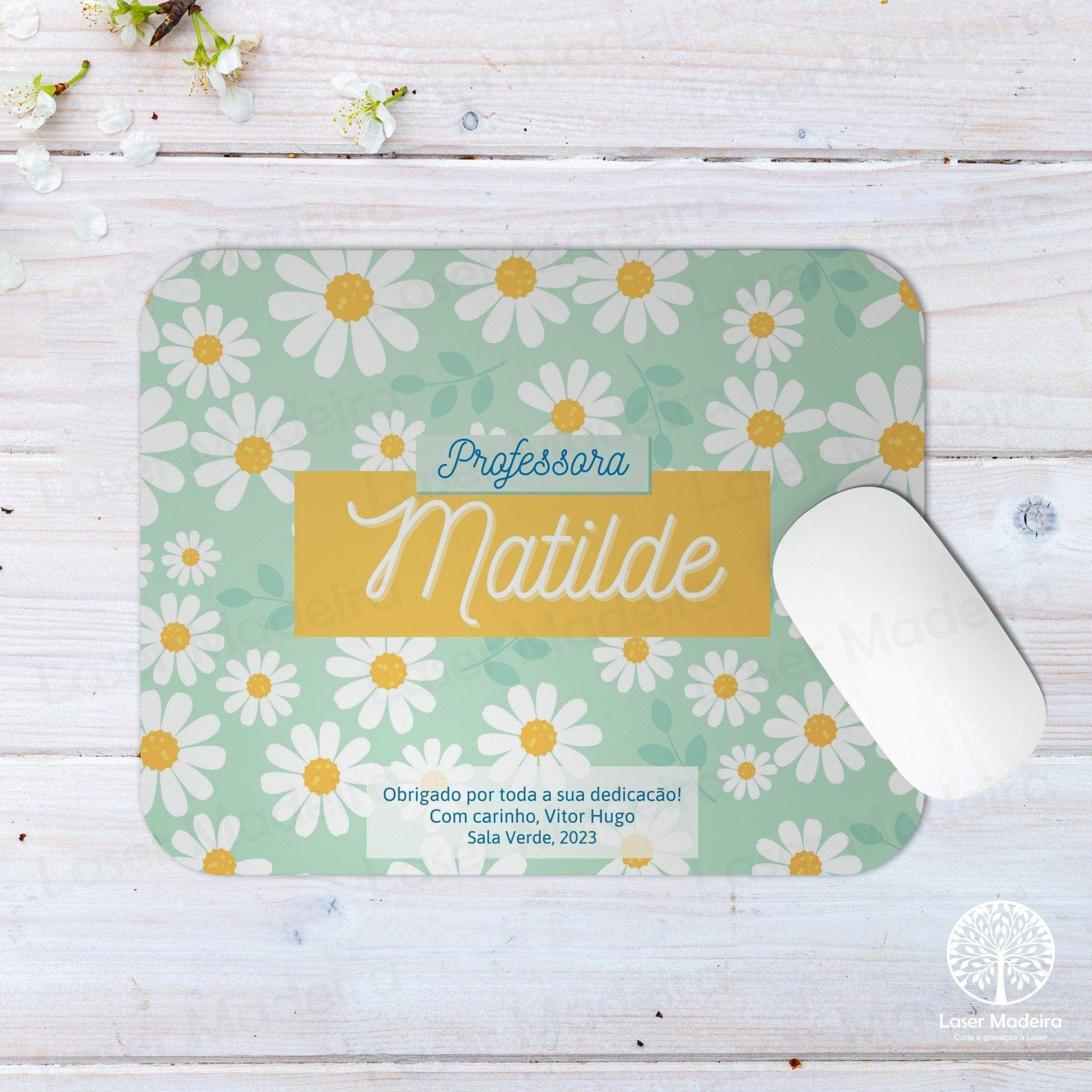 Tapete de Rato (Mousepad) - Margaridas - Laser Madeira