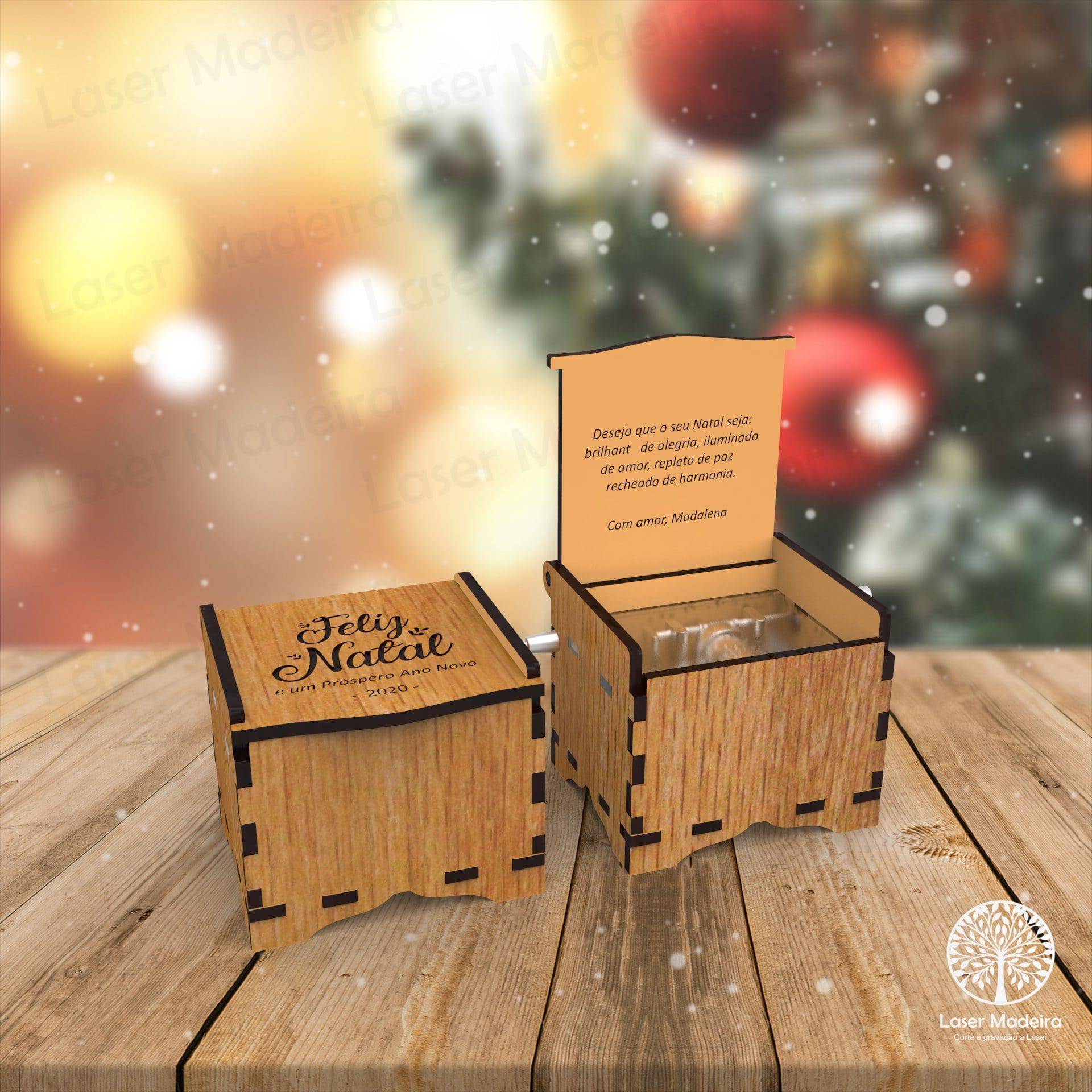 Caixa de Música ''I wish you a Merry Christmas'' - Laser Madeira